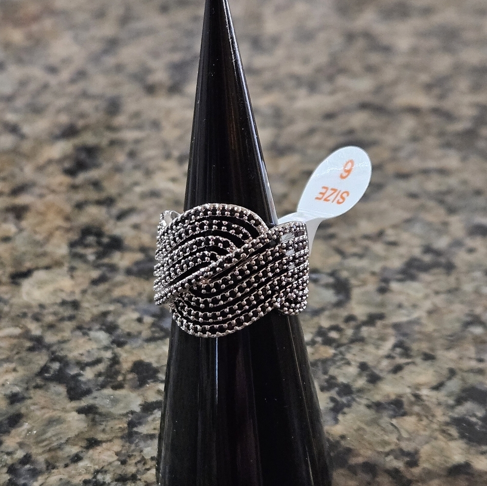 Bomb Party RG74255 " Dazzling Defiance" Black Onyx Cubic Zirconia Sz 6